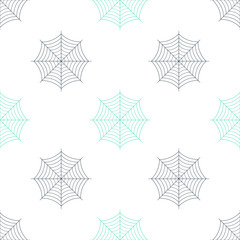 Green Spider web icon isolated seamless pattern on white background. Cobweb sign. Vector.