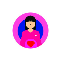 Obraz premium image of a pregnant woman in a circle, baby, born