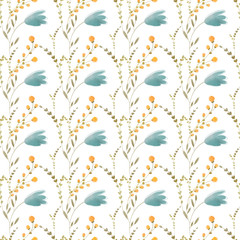 Cute kawaii square seamless pattern for mother's day isolated on white background. Textured floral digital art. Print for wrapping paper, fabric, postcard, invitation, wallpaper, stationery