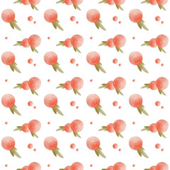Cute kawaii square seamless pattern for mother's day isolated on white background. Textured floral digital art. Print for wrapping paper, fabric, postcard, invitation, wallpaper, stationery
