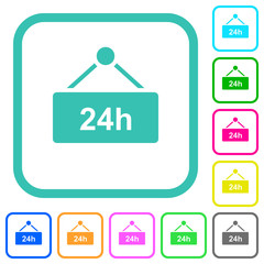Hanging table with 24 hours vivid colored flat icons