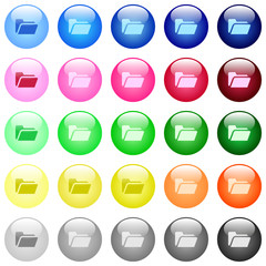 Folder open icons in color glossy buttons