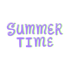 Summer Time. Placard template with calligraphic design flat design elements. Retro art for covers, banners, flyers and posters. Eps vector illustration