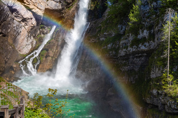 Fototapeta na wymiar Savica waterfall in Triglavski national park, Slovenia