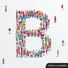 Large group of people in letter B form. Human alphabet.