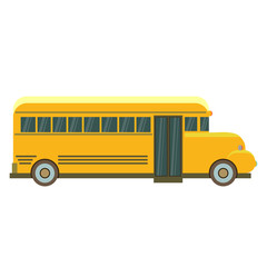Fototapeta na wymiar Yellow classic school bus. school bus isolated white background, flat design icon back to school concept. Transportation and vehicle transport, travel automobile, vector illustration. back to school