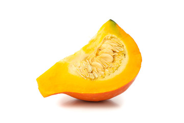 Slice of pumpkin isolated on white background