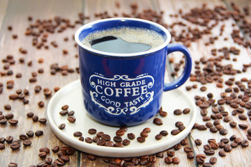 drink black coffee in a ceramic decorative mug