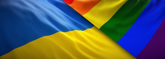 LGBT flag and flag of Ukraine