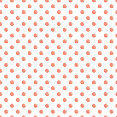 Seamless pattern of watercolor orange dots on a white background. Use for weddings, invitations, birthdays