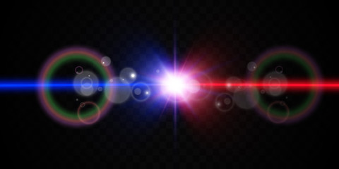 Bright beautiful laser beams on a transparent background. Scanner laser.