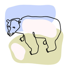 Continuous line drawing of polar bear wild animals vector illustration