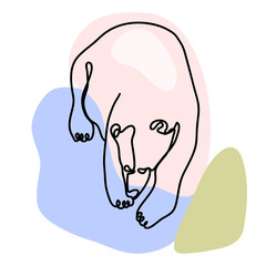 Continuous line drawing of polar bear wild animals vector illustration