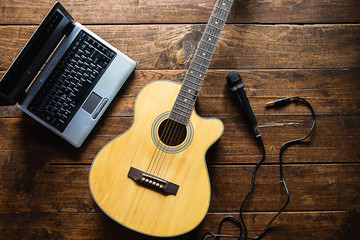Classical guitar and microphone For musicians