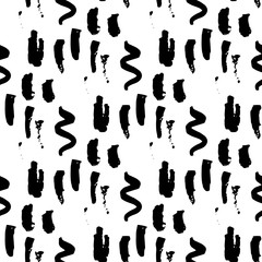 Vector seamless pattern with geometric brush strokes elements. Memphis geometric outline trendy modern style. 