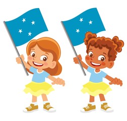 Micronesia flag in hand set