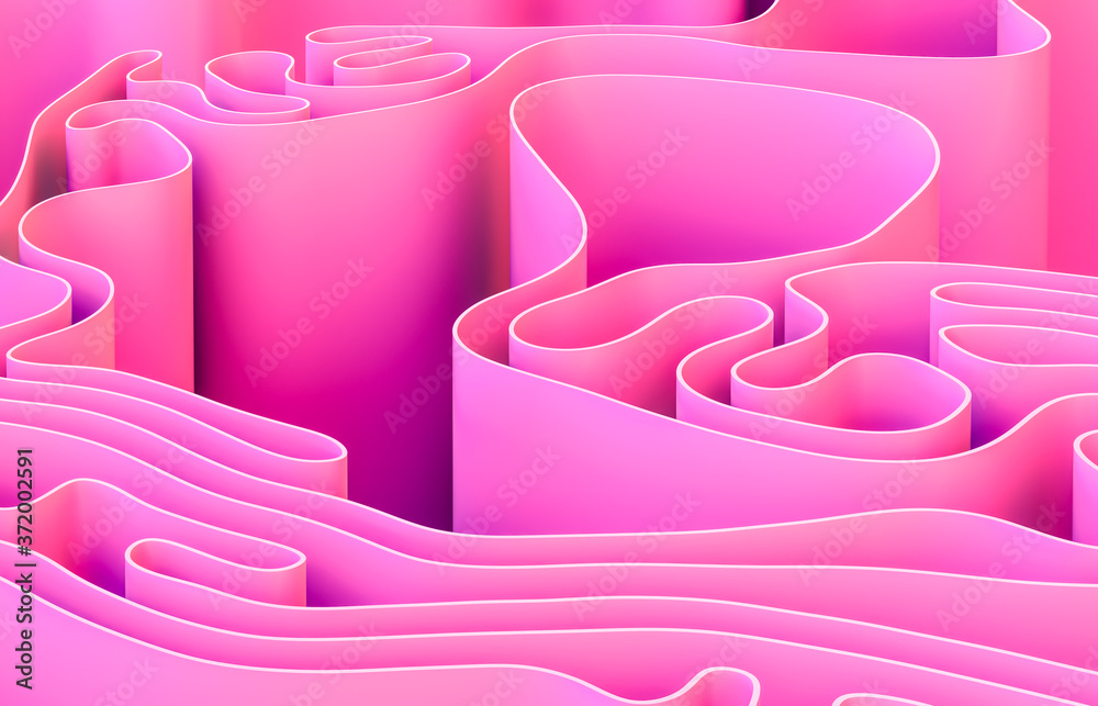 Aufkleber Abstract 3d art background with curve shape. Holographic color.