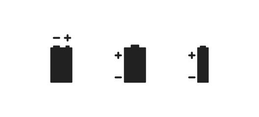 Fuel power battery, simple icon set. Alkaline isolated concept in vector flat