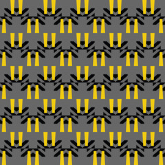 Vector seamless pattern texture background with geometric shapes, colored in black, grey, yellow colors.