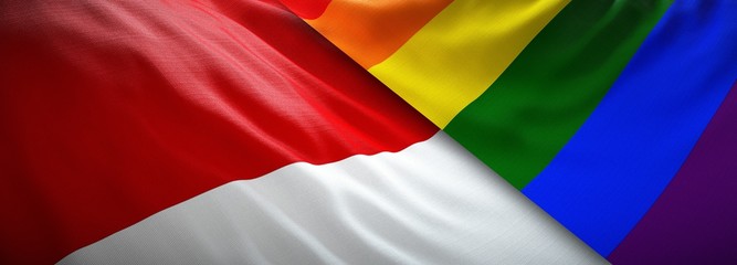 LGBT flag and flag of Indonesia