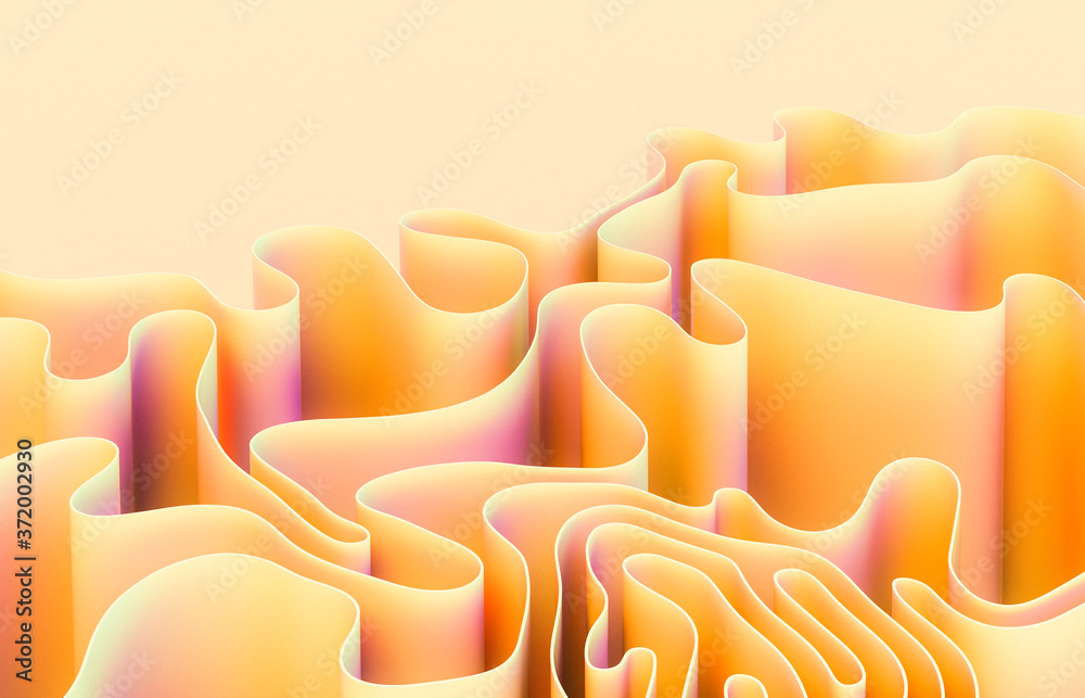 Poster Abstract 3d art background with curve shape. Holographic color.