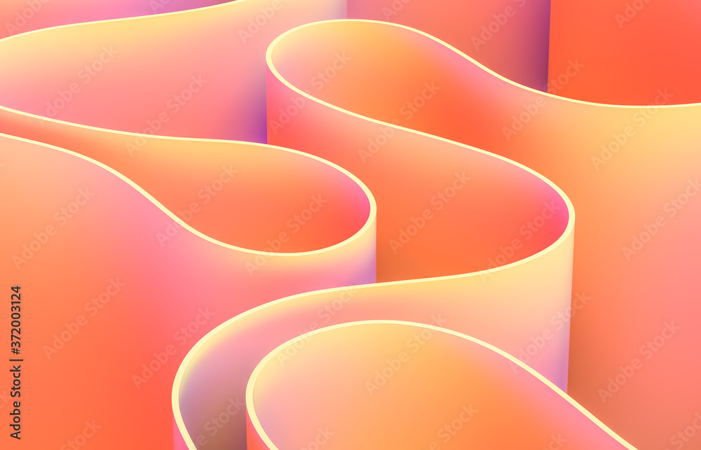 Poster Abstract 3d art background with curve shape. Holographic color.