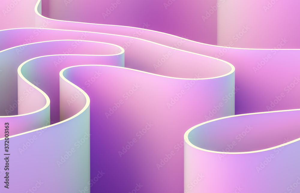 Poster Abstract 3d art background with curve shape. Holographic color.