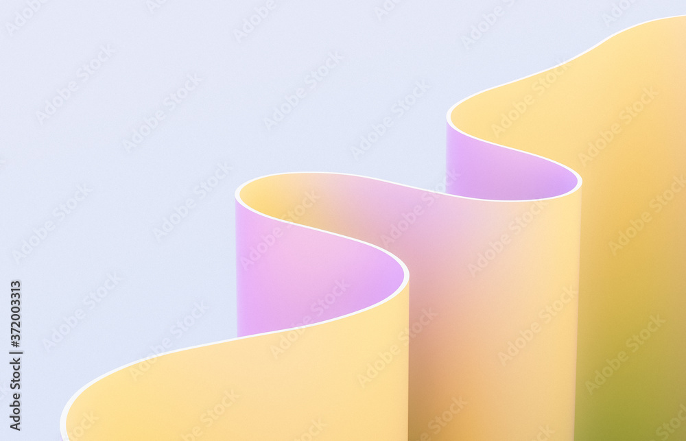 Poster Abstract 3d art background with curve shape. Holographic color.