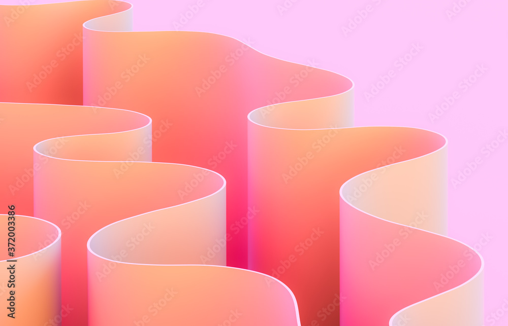 Poster Abstract 3d art background with curve shape. Holographic color.