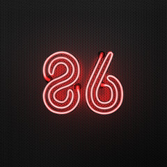 Glowing red neon number 86 celebration