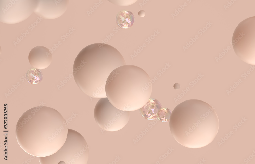 Aufkleber abstract 3d art background. holographic floating liquid blobs, soap bubbles, metaballs.