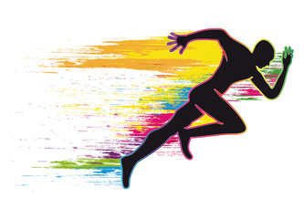 farbenfrohes Motiv eines Läufers beim Sprinten