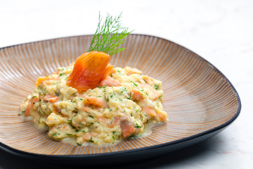scrambled eggs with smoked salmon