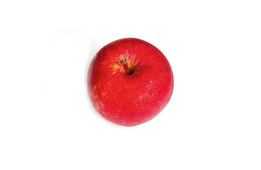 Fresh red apple on a white background