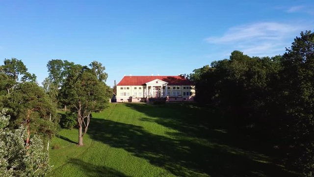 Aerial View of the  Durbe Manor Castle, Tukums, Latvia.old Mansion of Former Russian Empire.