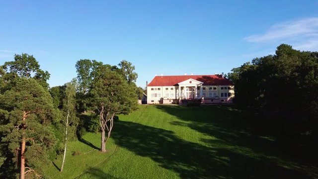 Aerial View of the  Durbe Manor Castle, Tukums, Latvia.old Mansion of Former Russian Empire.
