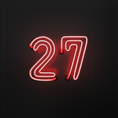 Glowing red neon number 27 celebration