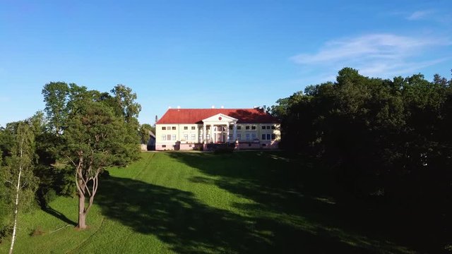 Aerial View of the  Durbe Manor Castle, Tukums, Latvia.old Mansion of Former Russian Empire.