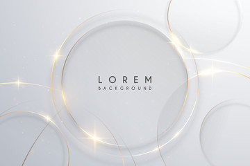 Abstract gold circle lines on white background