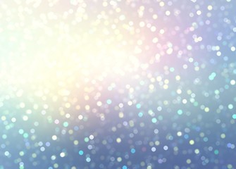 Xmas magical hologram sparkling texture. Fantastic iridescent background decorated bright bokeh pattern.