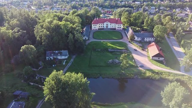 Aerial View of the  Durbe Manor Castle, Tukums, Latvia.old Mansion of Former Russian Empire.