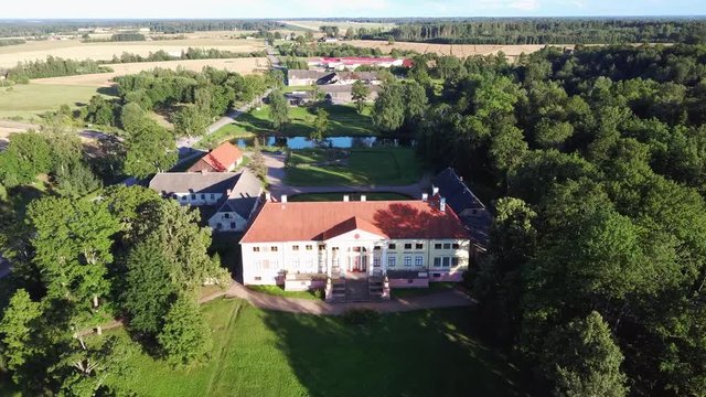 Aerial View of the  Durbe Manor Castle, Tukums, Latvia.old Mansion of Former Russian Empire.