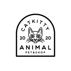 Cat Monoline logo modern black emblem pet animal Design