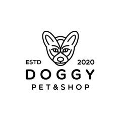 Dog Monoline logo modern black emblem pet animal Design