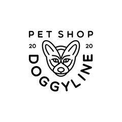 Dog Monoline logo modern black emblem pet animal Design