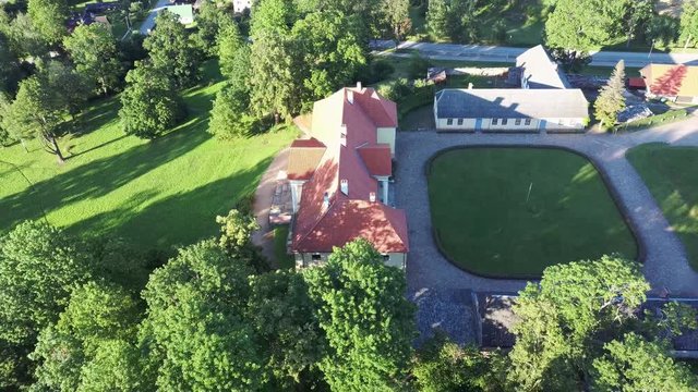 Aerial View of the  Durbe Manor Castle, Tukums, Latvia.old Mansion of Former Russian Empire.