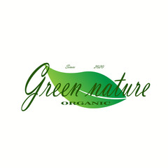 vector illustration green natural creative label logo design