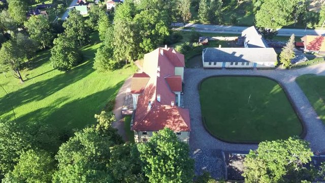 Aerial View of the  Durbe Manor Castle, Tukums, Latvia.old Mansion of Former Russian Empire.