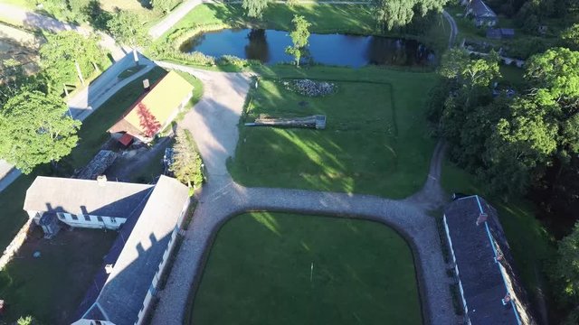 Aerial View of the  Durbe Manor Castle, Tukums, Latvia.old Mansion of Former Russian Empire.
