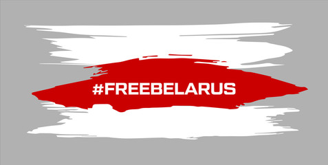 Belarus white-red-white flag. Elections in Belarus 2020. Long live Belarus. Symbol of protest and disagreement. Vector stock illustration. Gray background